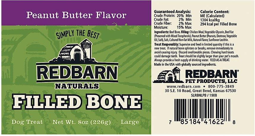 Redbarn Filled Bone Natural Peanut Butter Flavor Chew Dog Treat