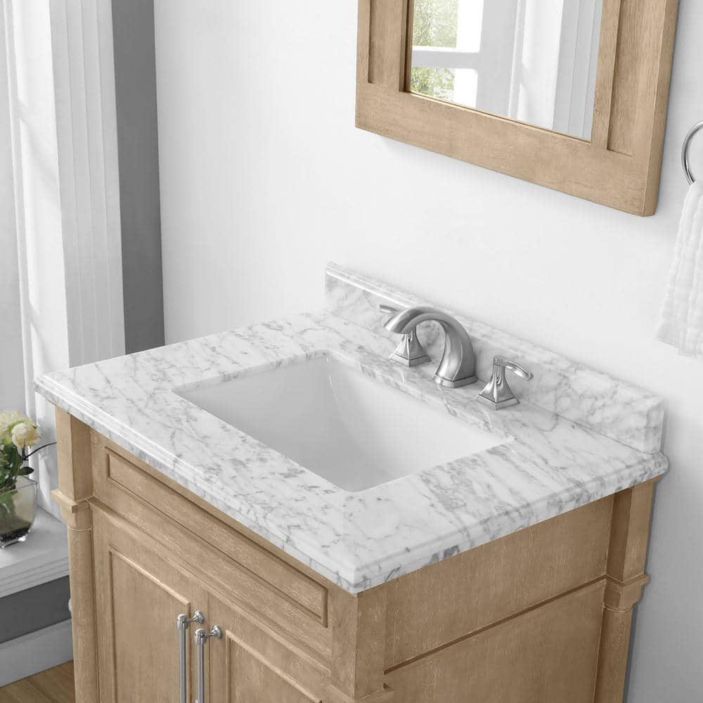 Home Decorators Collection Aberdeen 30 in x 22 in D x 345 in H Bath Vanity in Antique Oak with White Carrara Marble Top