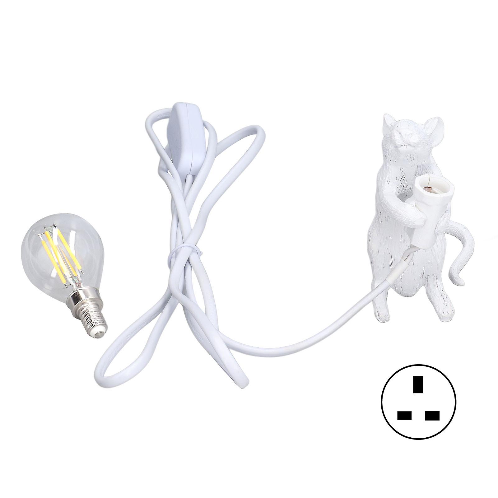 Animal Lamp Soft Lighting Simple Operation Lifelike Image Modern Resin Mouse Lamp for Home Cafe Office Bedroom DecorWhite UK