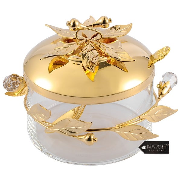 24K Gold Plated Sugar Bowl， Honey Dish， Candy Dish Glass Bowl