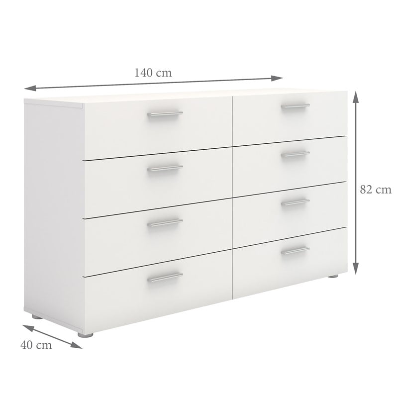 Atlin Designs Modern 8 Drawer Double Dresser with Bar Handles in White