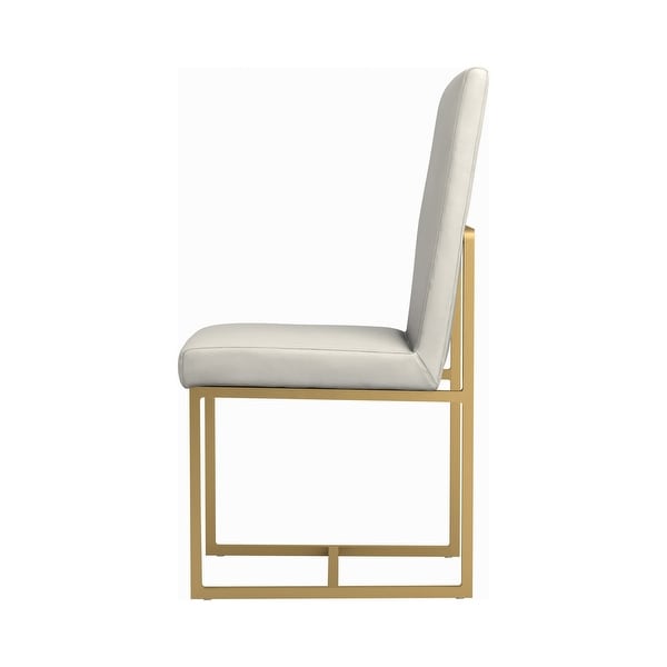 19 Inch Dining Chairs， Set of 2， White Vegan Faux Leather， Parson Style