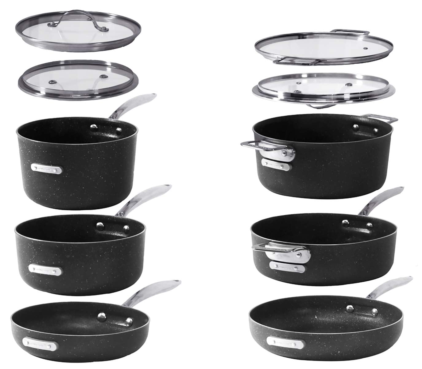 Granitestone Stackmaster Nonstick Pots and Pans Set， 10 Piece Complete Cookware Set， Stackable Design with Ultra Nonstick Mineral and Diamond Coating， Dishwasher and Oven Safe