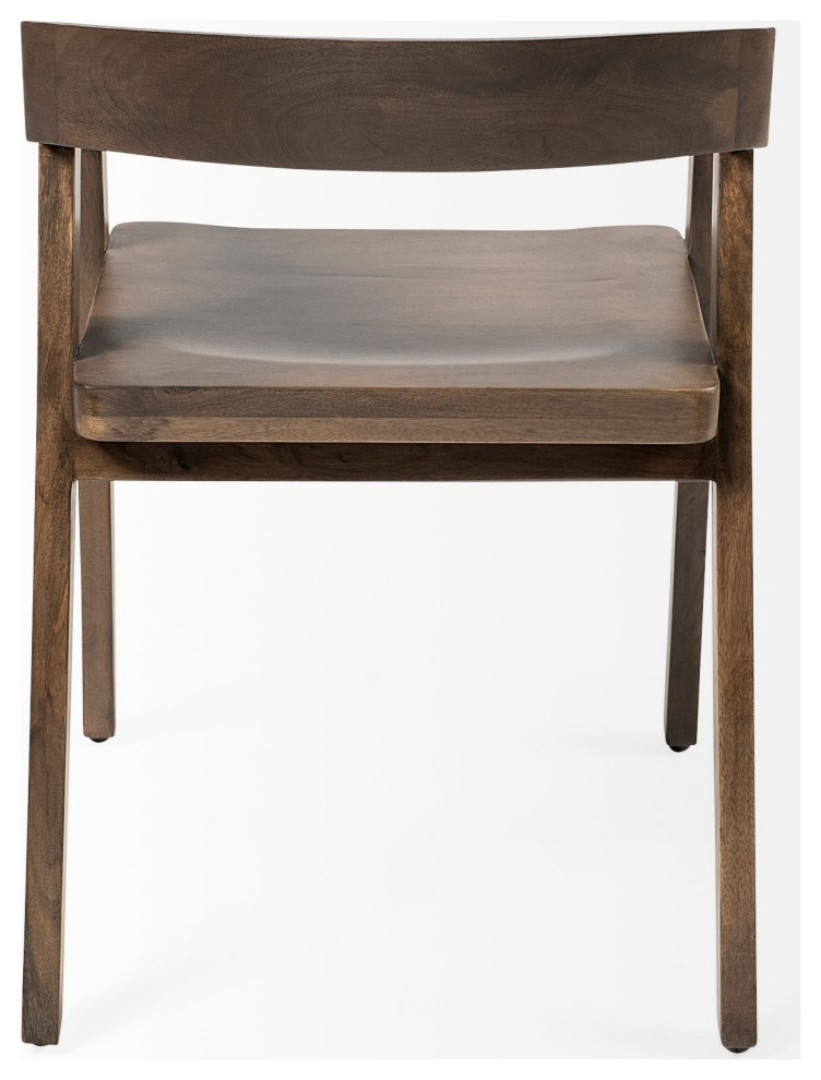 HomeRoots Brown Solid Wood Dining Chair   Midcentury   Dining Chairs   by VirVentures  Houzz