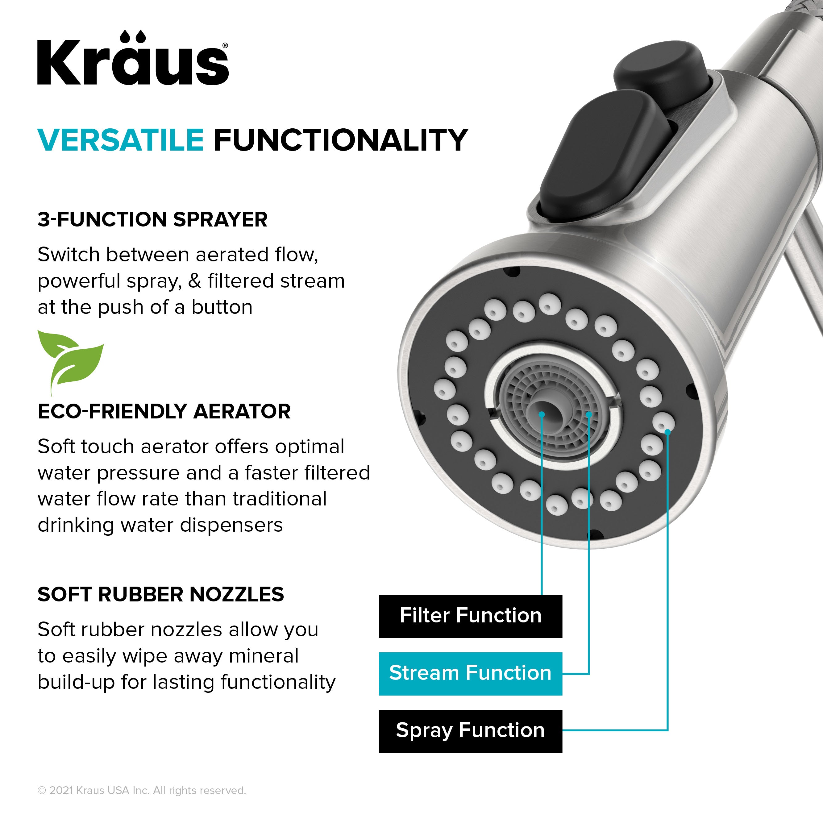 Kraus Britt 2-in-1 Commercial Style Pull-Down Single Handle Water Filter Kitchen Faucet for Reverse Osmosis or Water Filtration System in Chrome