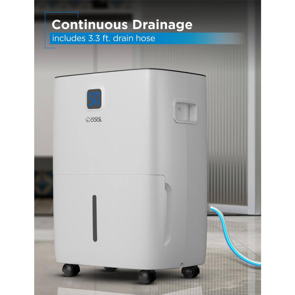 Commercial Cool Moisture removal capacity 35 Pt. 3000 sq.ft. with Front Bucket Dehumidifier in. white with Continuous Drainage CCD35JW