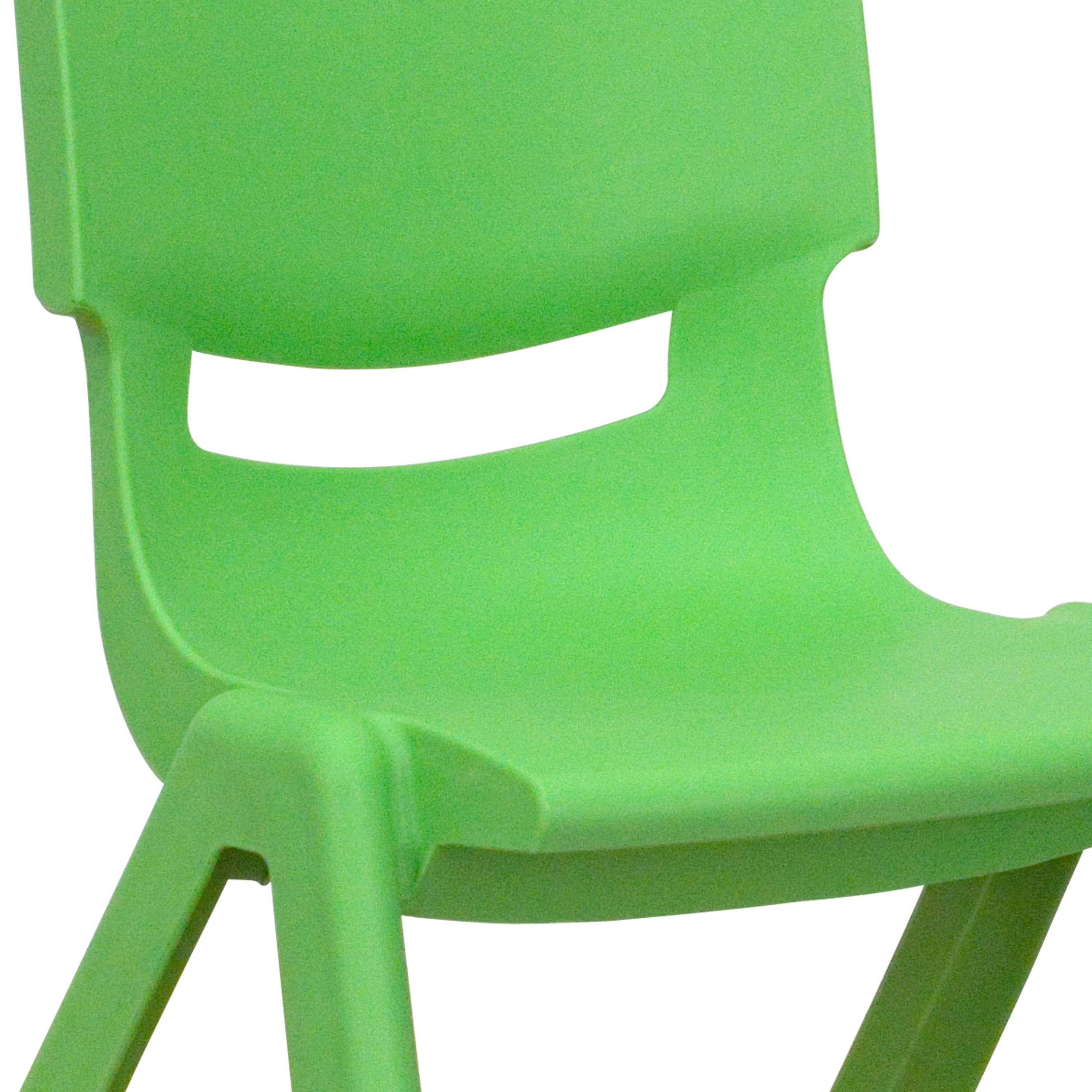 BizChair 2 Pack Green Plastic Stackable School Chair with 10.5'' Seat Height