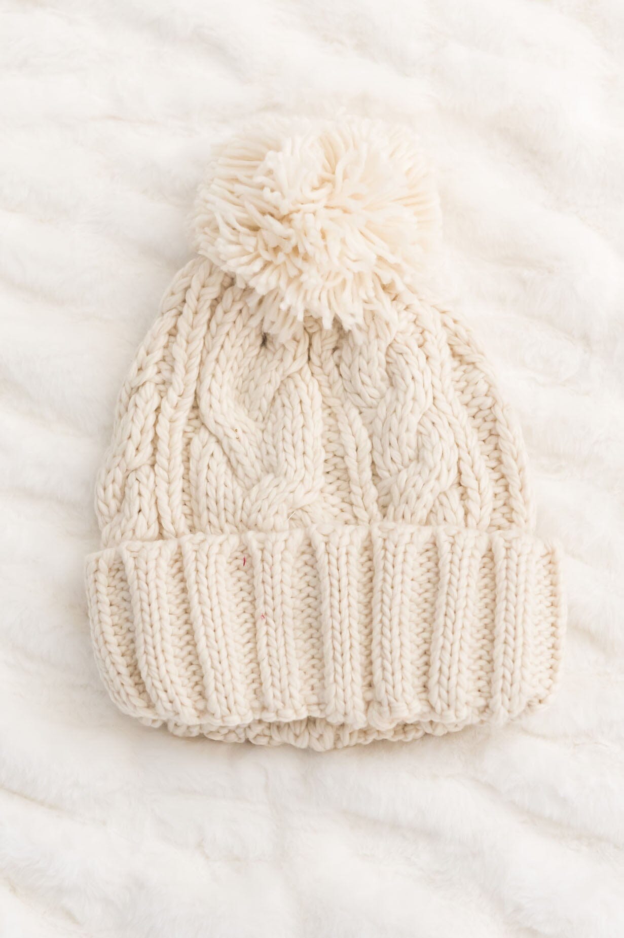 Sit By The Fire Cable Knit Pom Pom Beanie