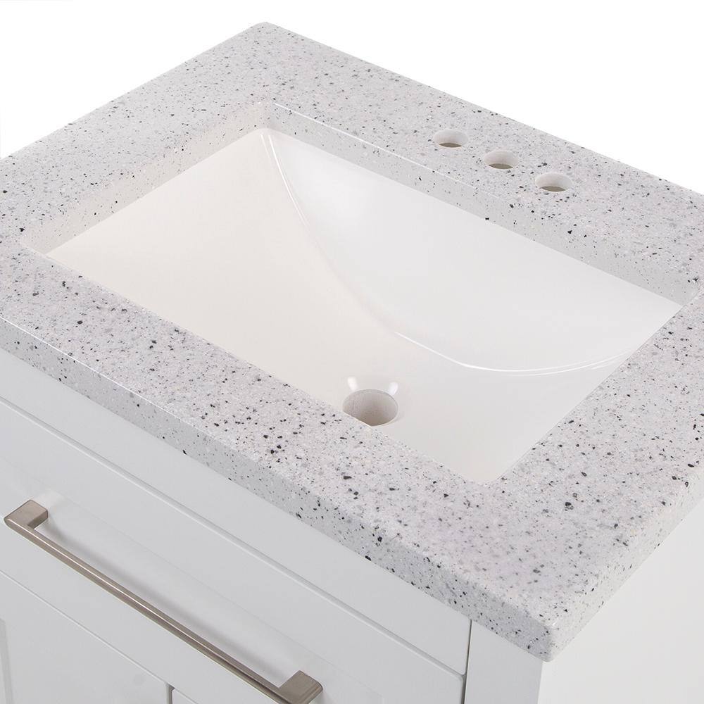 Home Decorators Collection Clady 24.5 in. W x 18.8 in. D x 35.4 in. H Freestanding Bath Vanity in White with Silver Ash Cultured Marble Top HD2024P2-WH