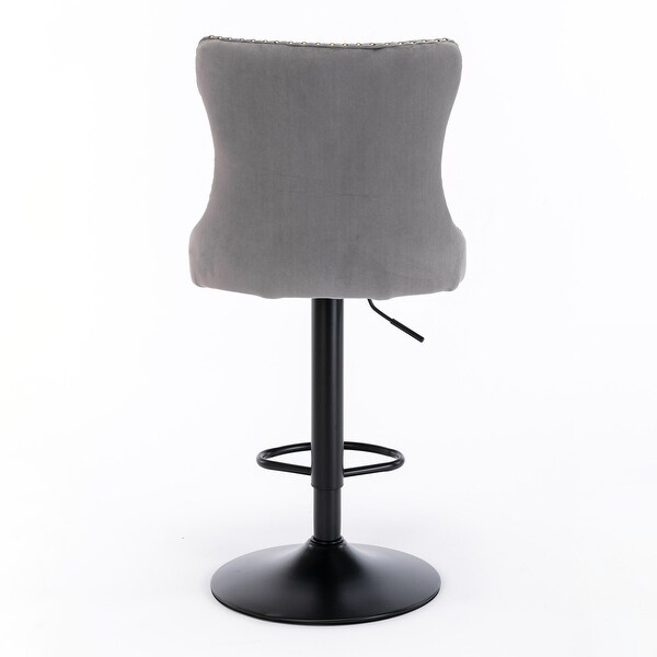 Swivel Velvet Barstools Adjusatble Seat Height From，Backs Comfortable Tufted for Home Pub(Set of 2)