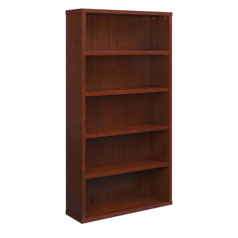 Affirm 65.984 in. Classic Cherry 5-Shelf Standard Bookcase 426307