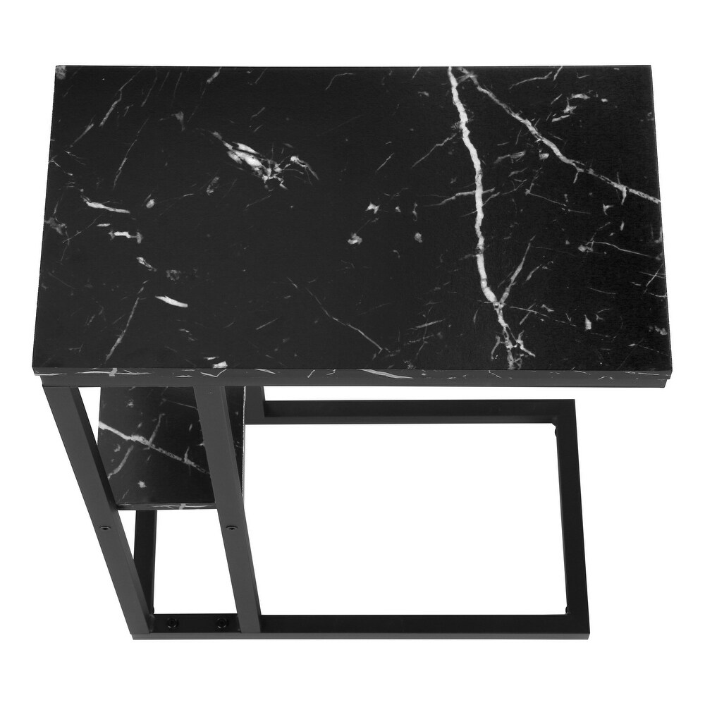 Accent Table  C shaped  End  Side  Snack  Living Room  Bedroom  Metal  Laminate  Contemporary  Modern   18.25\