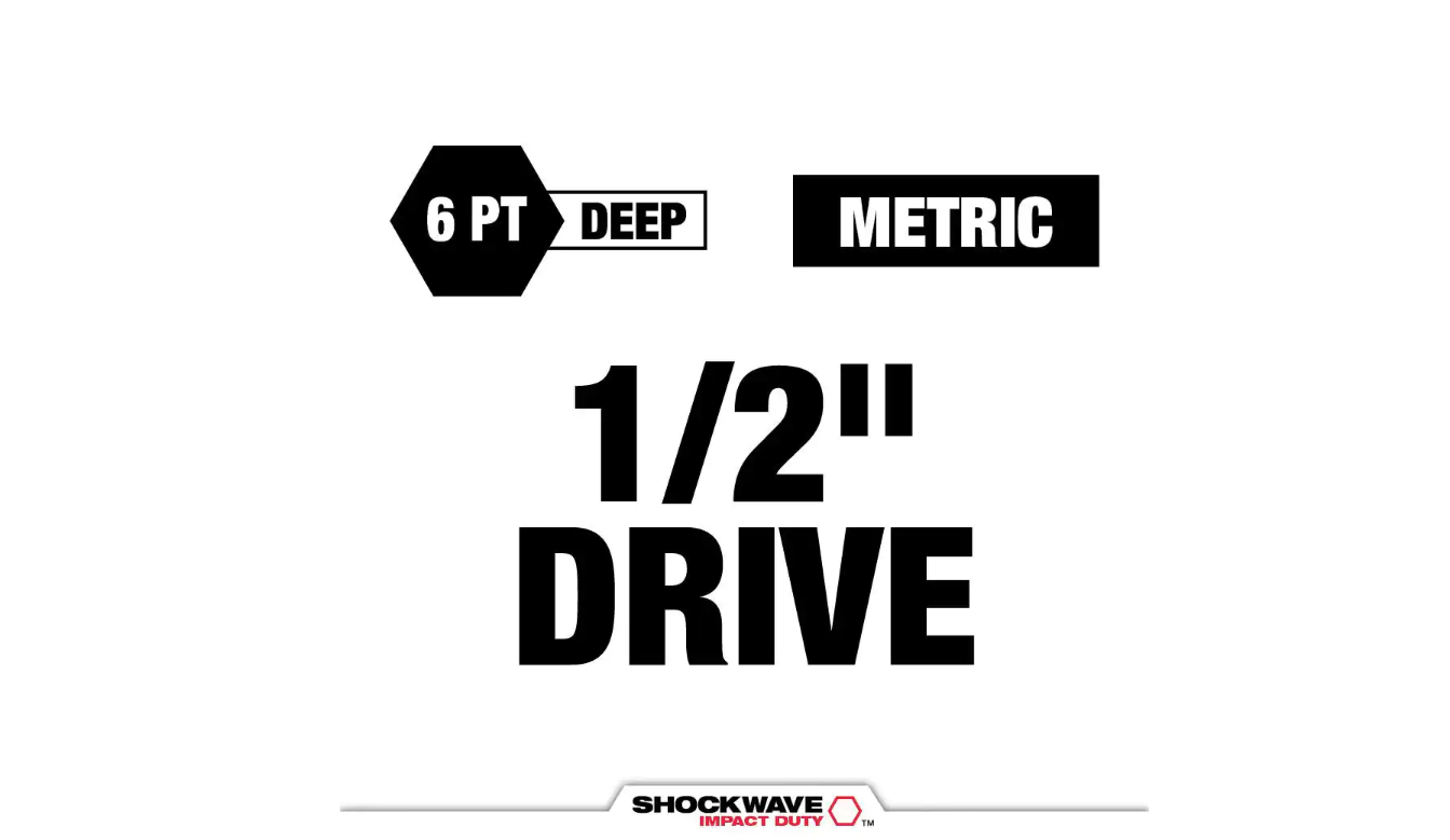 Milwaukee 49-66-7014 SHOCKWAVE 1/2 in. Drive Metric Deep Well 6 Point Impact Socket Set (14-Piece)