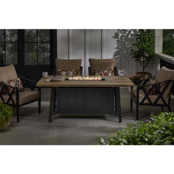 Home Decorators Collection Wenmare 40 in. x 28.50 in. Rectangular Steel Propane Gas Brown Fire Pit Table FHTS80323