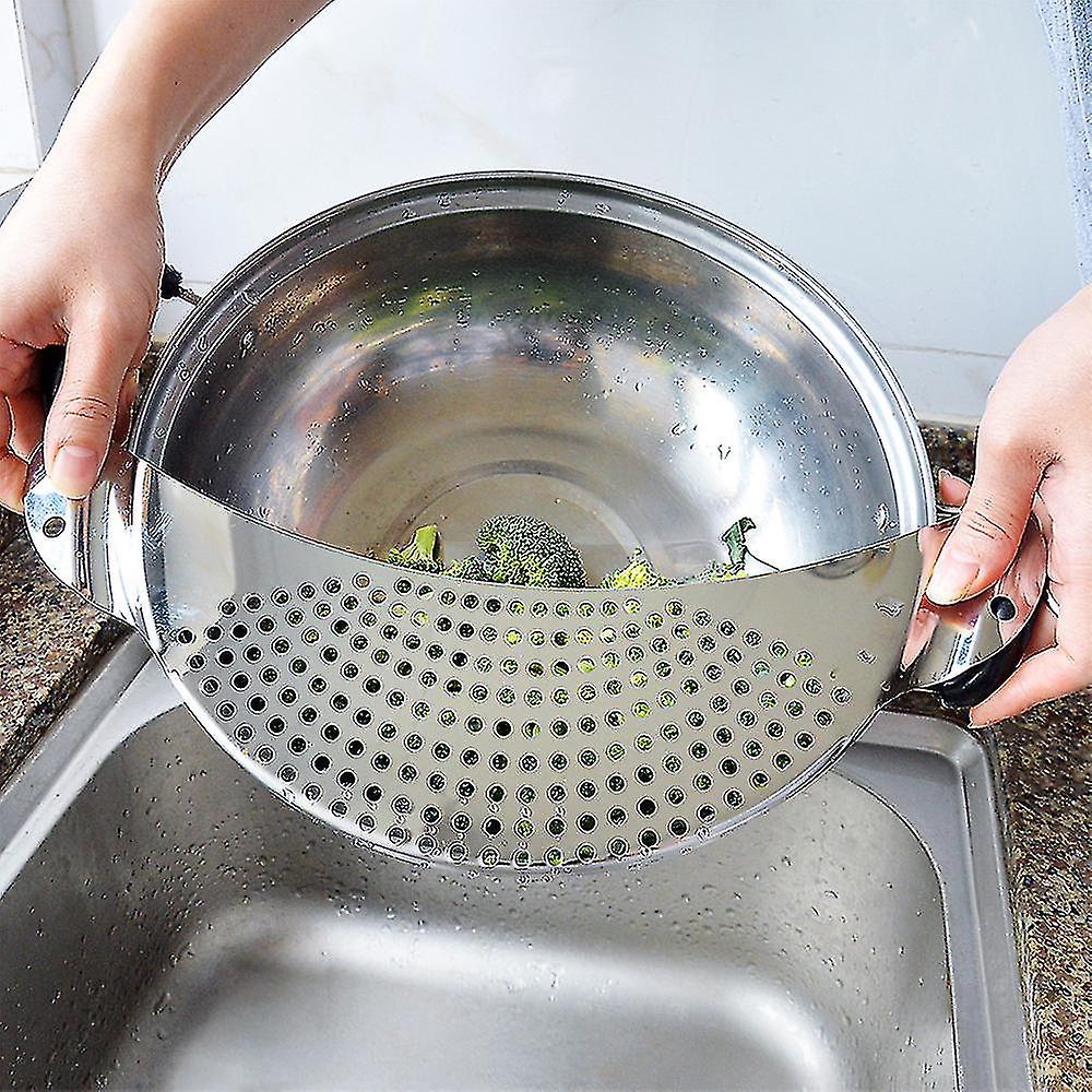 Stainless Steel Drain Pot Side Water Filter， Noodles And Vegetables To Dish Dishes Filtering Leakproof Baffle