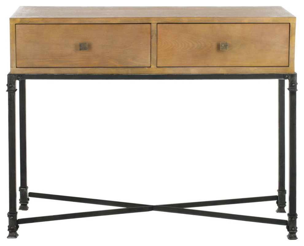 Roni 2 Drawer Console  Natural   Industrial   Console Tables   by Rustic Home Furniture Deco  Houzz