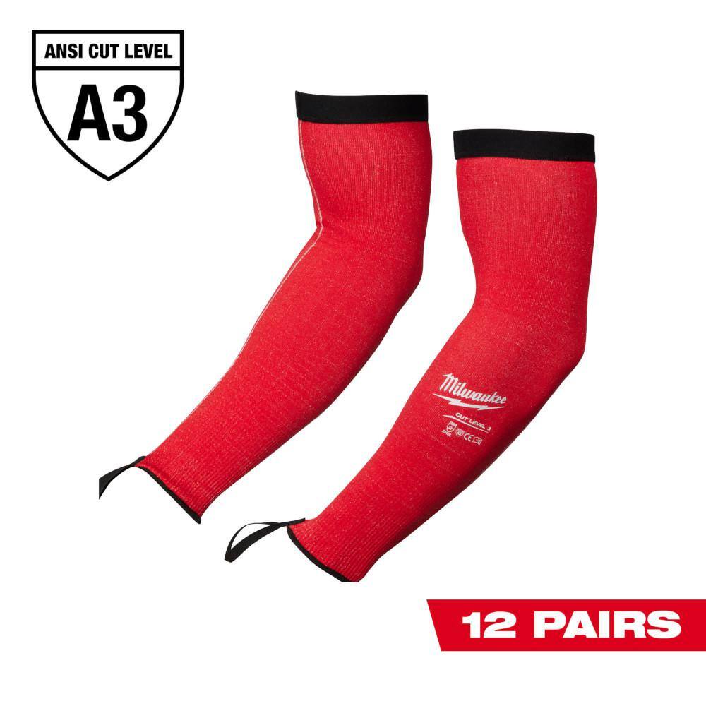 MW 16 in. Red 4-Way Stretch Cut 3 Resistant Protective Arm Sleeves (12-Pairs) 48-73-9030B