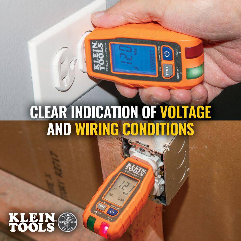 Klein Tools GFCI Electrical Outlet Tester with LCD RT250