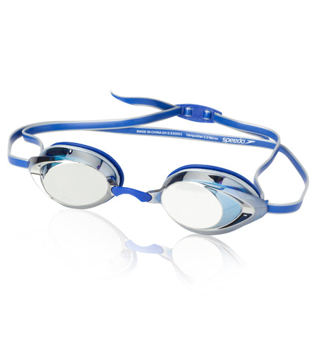 Speedo Vanquisher 2.0 Mirrored Swim Swimming Competition Goggle, Silver/Blue