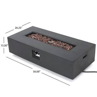 Noble House Mayfair Dark Gray Rectangular Stone Fire Pit (No Tank Holder) 10062