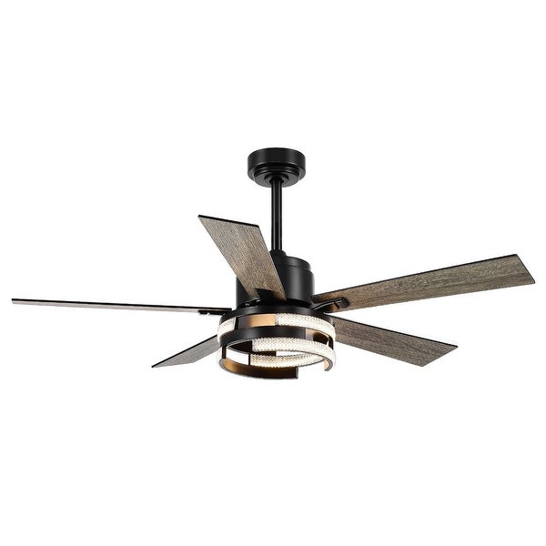 52 In LED Matte Black Ceiling Fan with Light Remote(5-blade) Shopping - The Best Deals on Ceiling Fans | 40798192