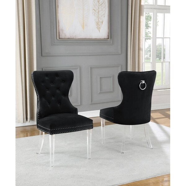 Best Quality Furniture Button Tufted Nailhead Wingback Chairs Acrylic-Set of 2