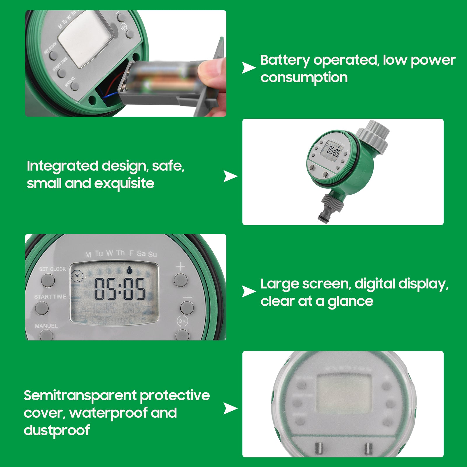 OWSOO Digital Automatic Watering Timer Programmed Garden Irrigation Timer Battery Operated Intelligent Water Irrigation Controller for Lawn Farmland Courtyard Greenhouse