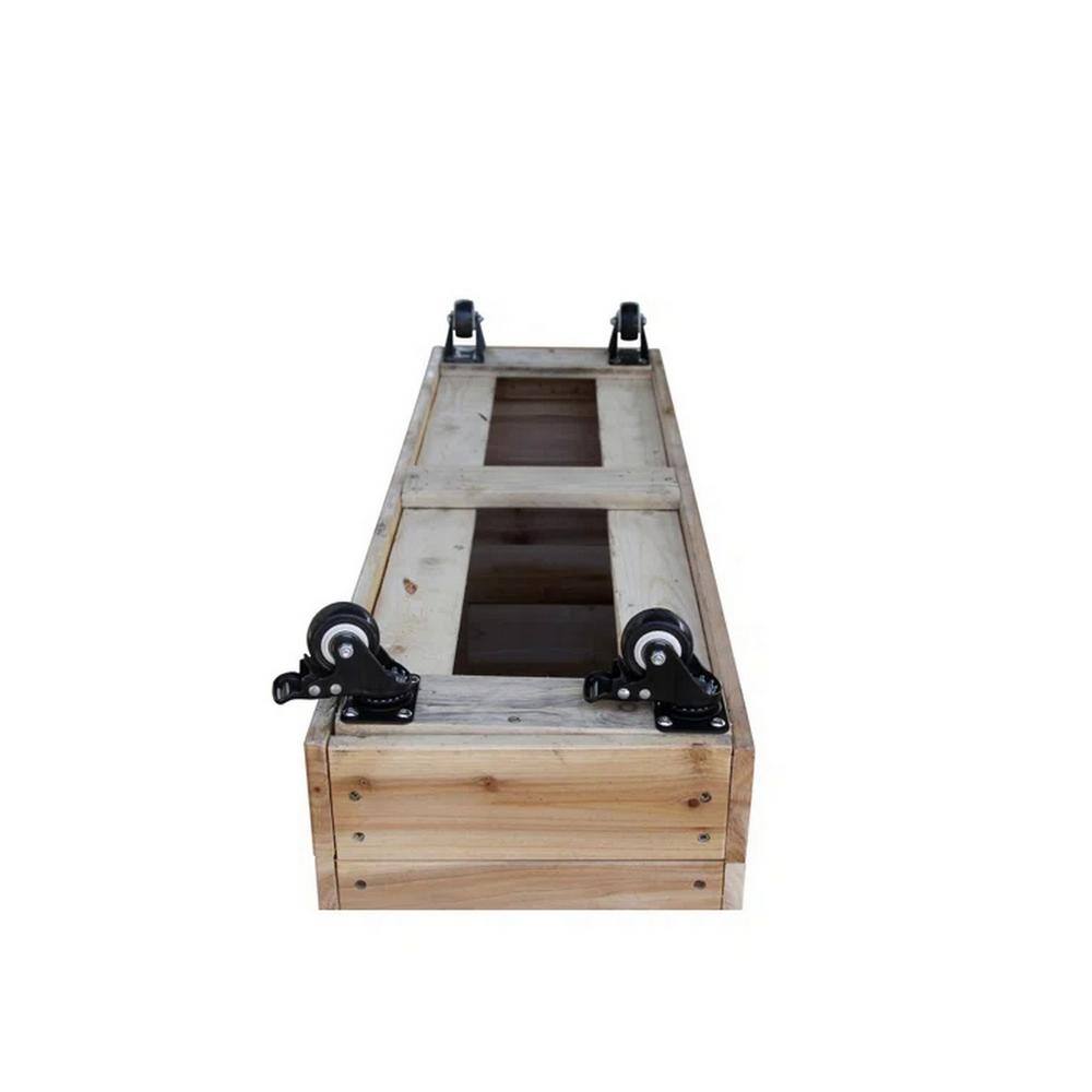 Ejoy 40 in. x 12 in. x 36 in. Solid Wood Mobile Planter Barrier in Unfinished Wood Color SolidWoodPlanter_40x36x12