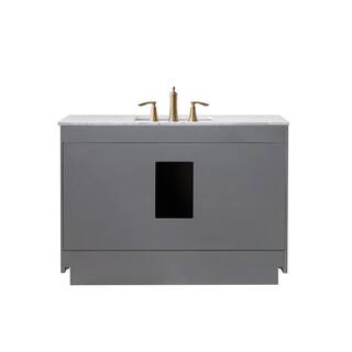 Altair Ivy 48 in. Bath Vanity in Gray with Carrara Marble Vanity Top in White with White Basin 531048-GR-CA-NM