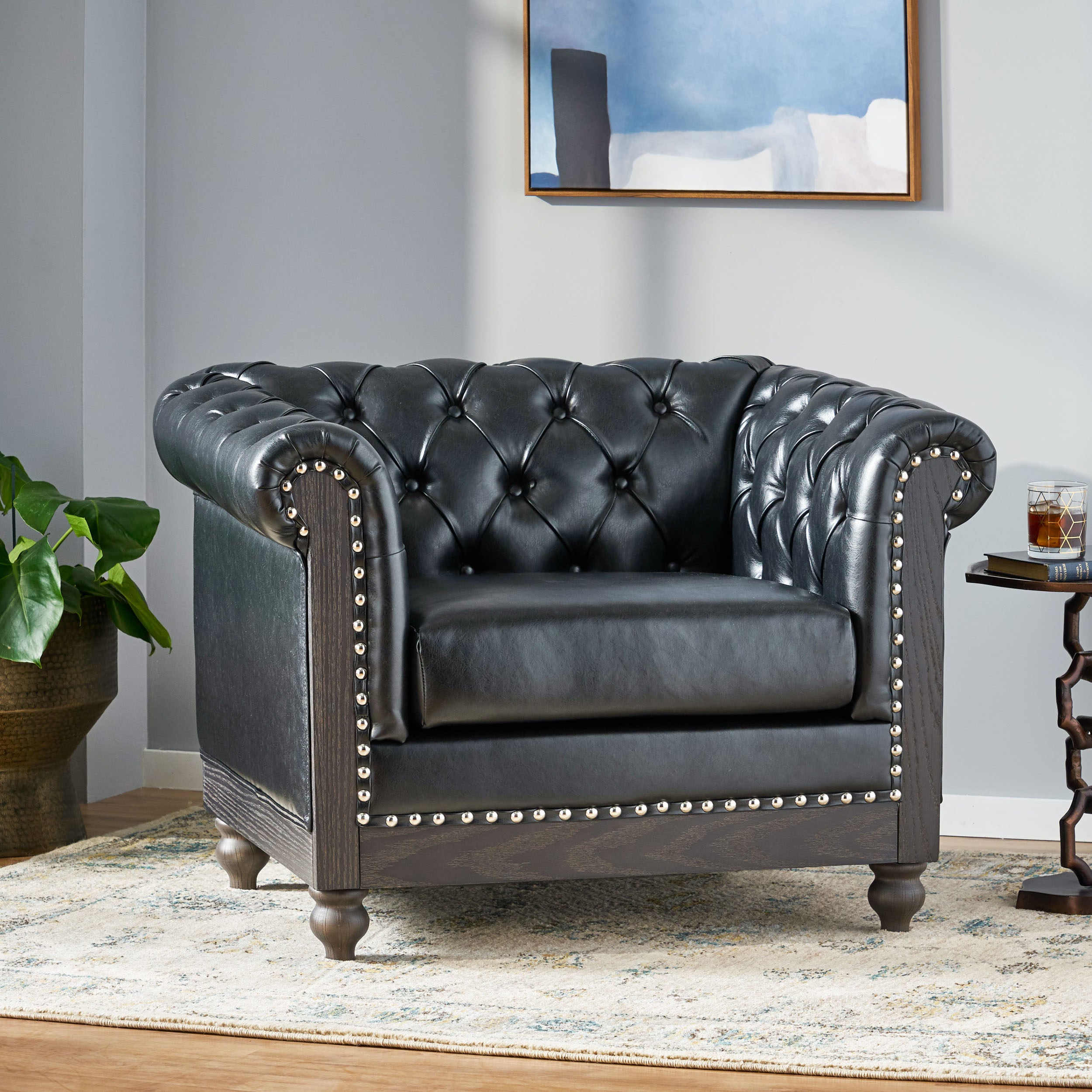 Batavia Chesterfield Tufted Club Chair with Nailhead Trim