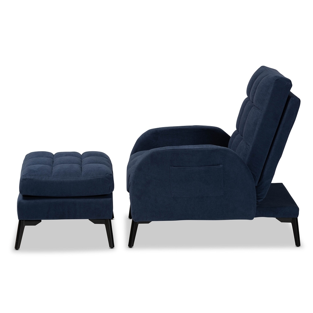 Belden Modern   Contemporary Velvet Upholstered Metal Lounge Set  Navy