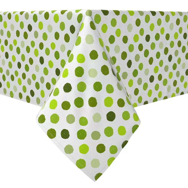 Rectangular Tablecloth， 100% Cotton， Multi Green Polka Dots