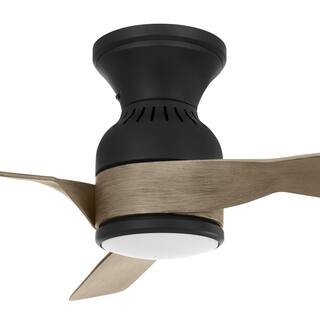 Hampton Bay Halwin 52 in. Integrated CCT LED IndoorOutdoor Matte Black Ceiling Fan with Light and Remote Control AK396H-MBK