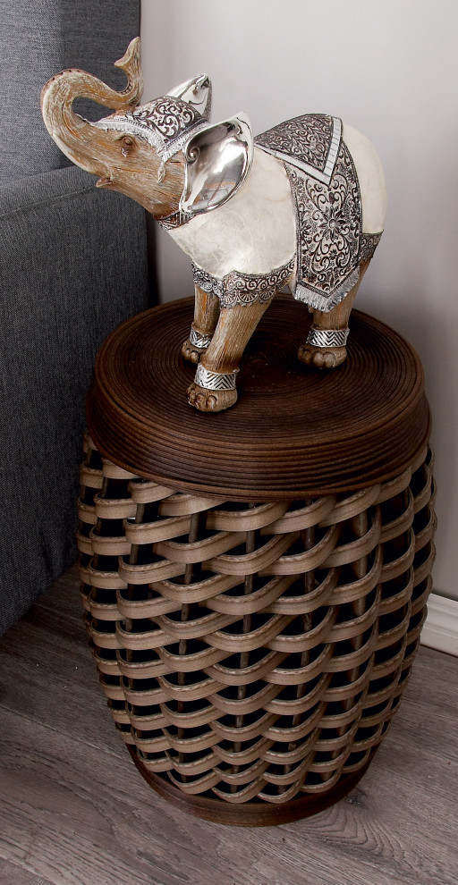 Eclectic Brown Rattan Accent Table 56083   Tropical   Side Tables And End Tables   by Brimfield  ampMay  Houzz