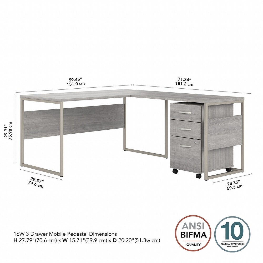 Hybrid 60W L Shaped Table Desk with Drawers by Bush Business Furniture