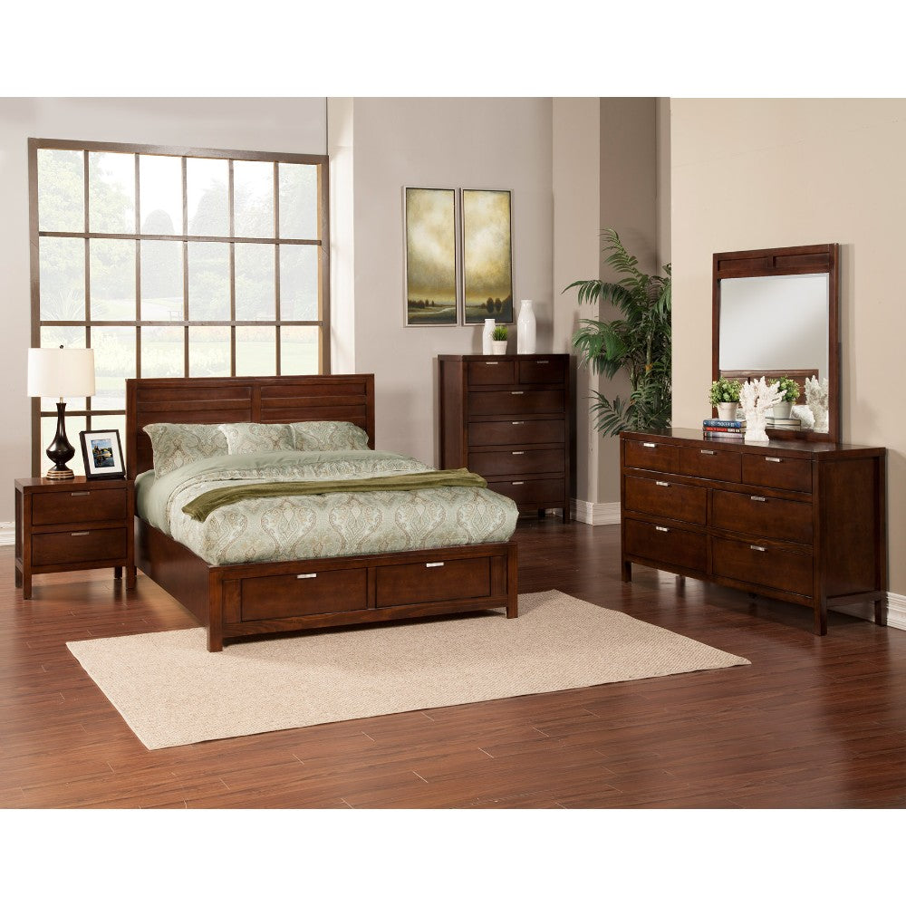 Benzara BM172856 46 x 64 x 86 in. Queen Size Wooden Storage Bed - Brown