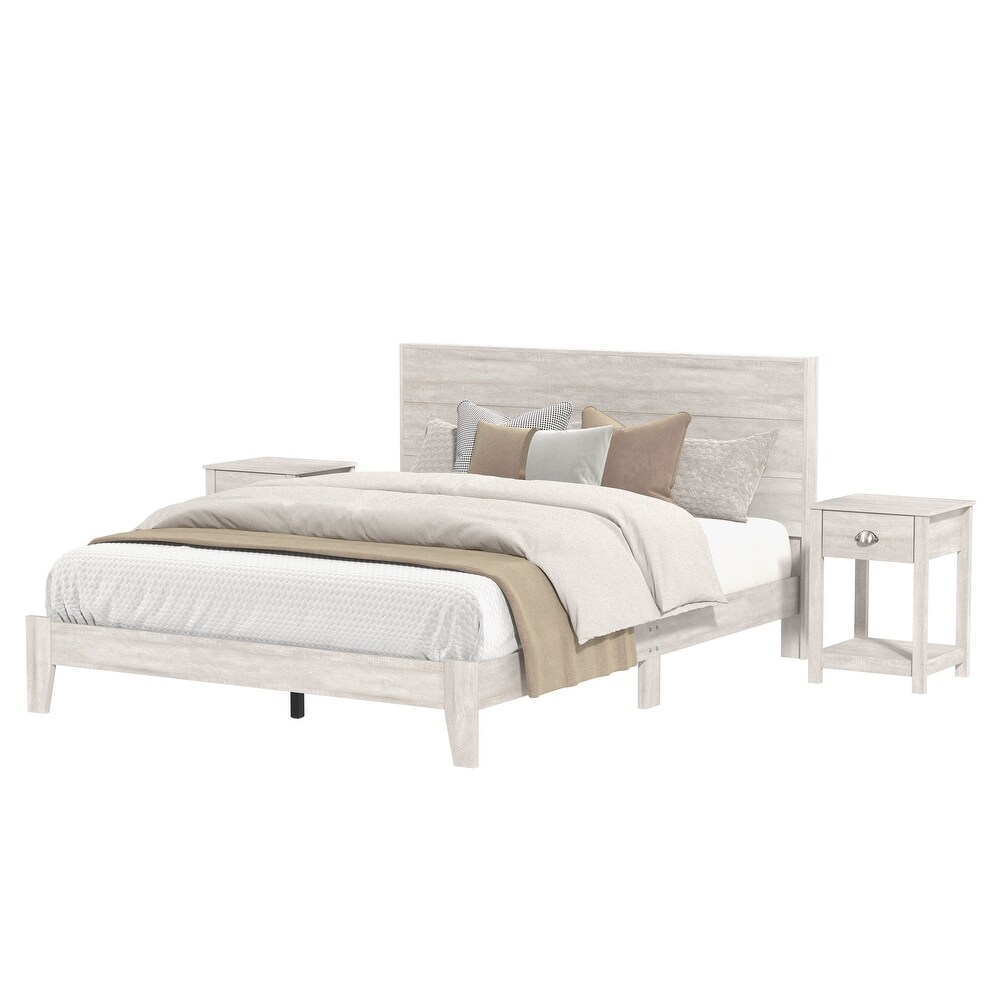 Layton 3 Piece Queen Wood Bedroom Set with Nightstand