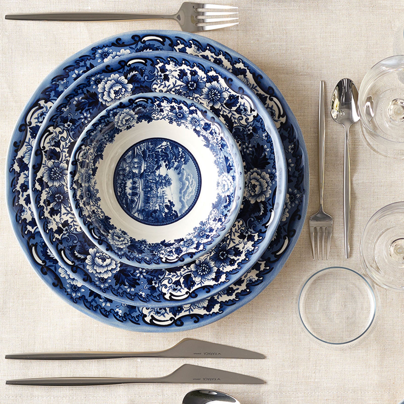 24 Pieces Blue Odyssey 6 Person Dinner Set 153.03.05.0037