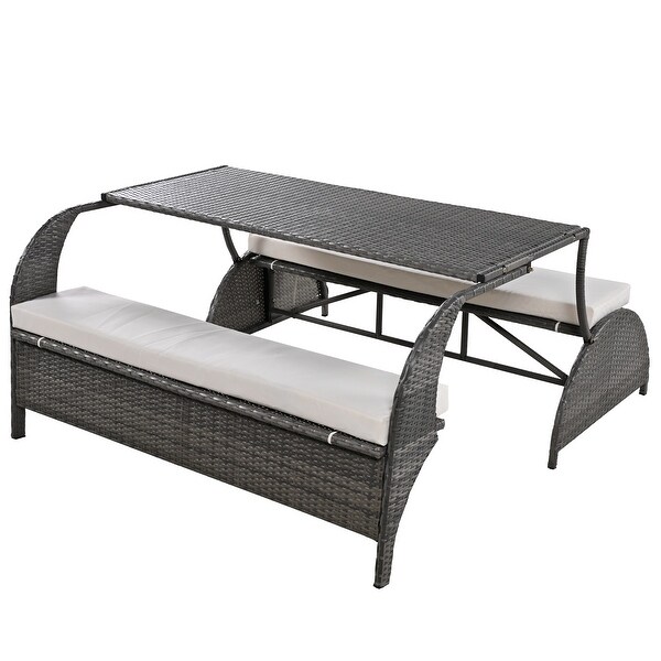 Roomfitters Versatile Outdoor Loveseat Converts to Four Seats and a Table，Durable Design，Ideal for Gardens，Lawns，Patio