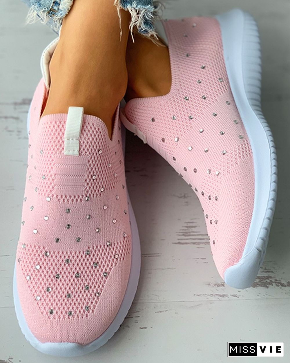 Studded Breathable Knit Casual Sneaker