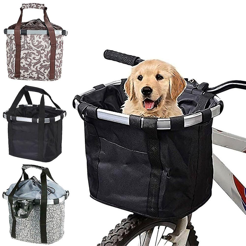 Bicycle Front Basket Bike Dog Carrier Pouch Mtb Cycling Handlebar Tube Hanging Basket 2in1 Detachable Fold Baggage Bag 3kg Load