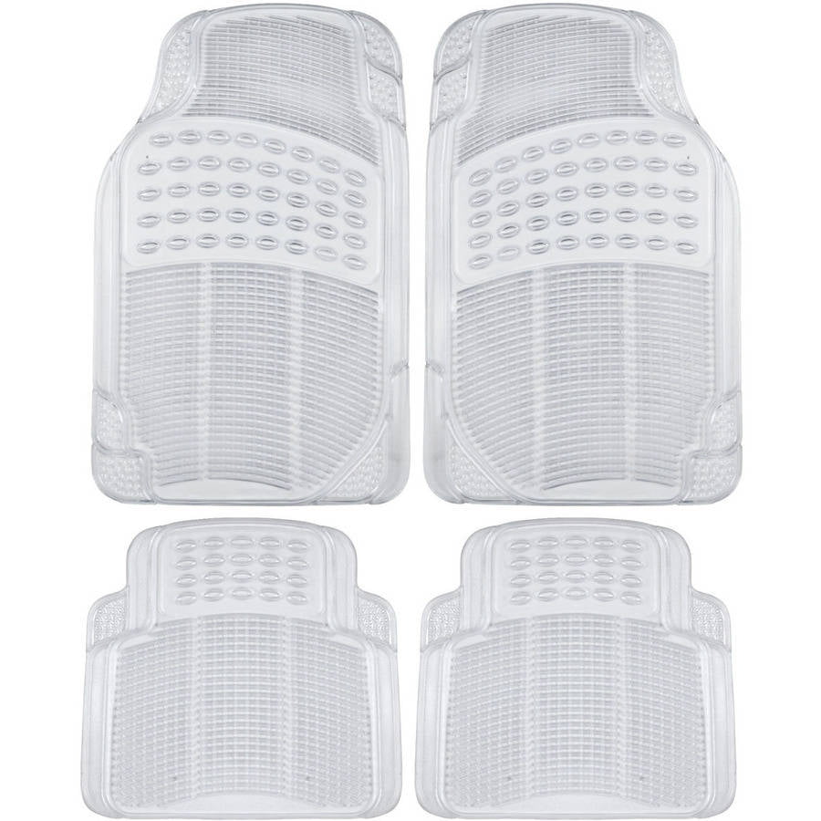 BDK Clear Car Floor Mats， 4 Pieces Set Trimmable to Fit Semi Custom