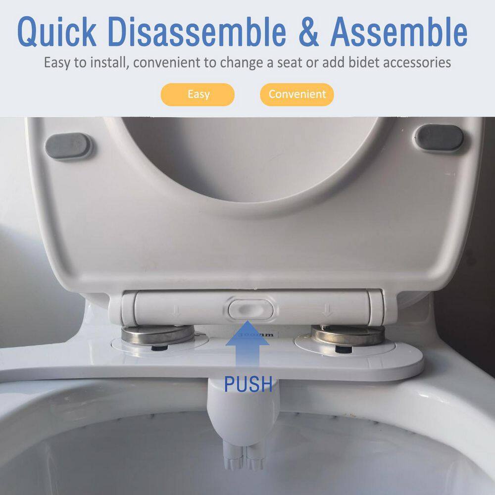 INSTER 1-piece 1.11.6 GPF Top Button Dual Flush Elongated Toilet in White Include Seat  Lid and Bidet Sprayer HDDZYNTL0001