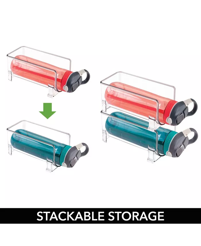 mDesign Water Bottle Holder Storage Organizer Rack Stackable 4 Pack - Clear