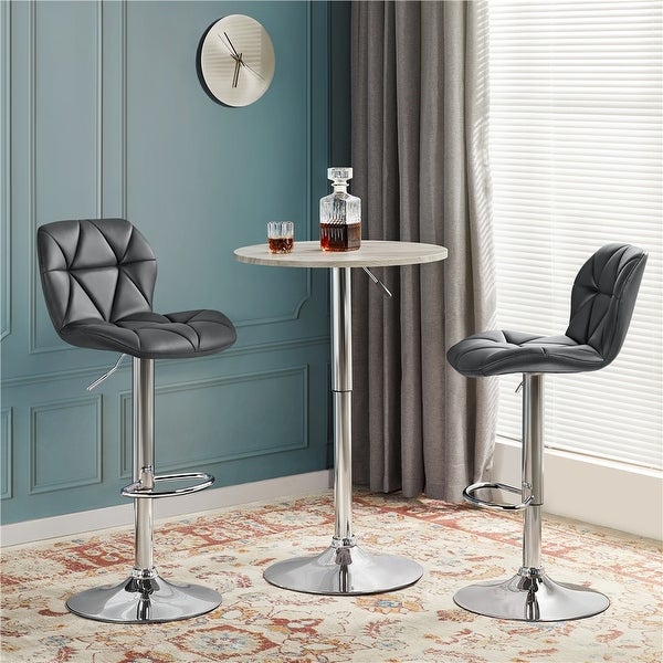 Yaheetech Adjustable Faux Leather Swivel Armless Bar Stool， Set of 2