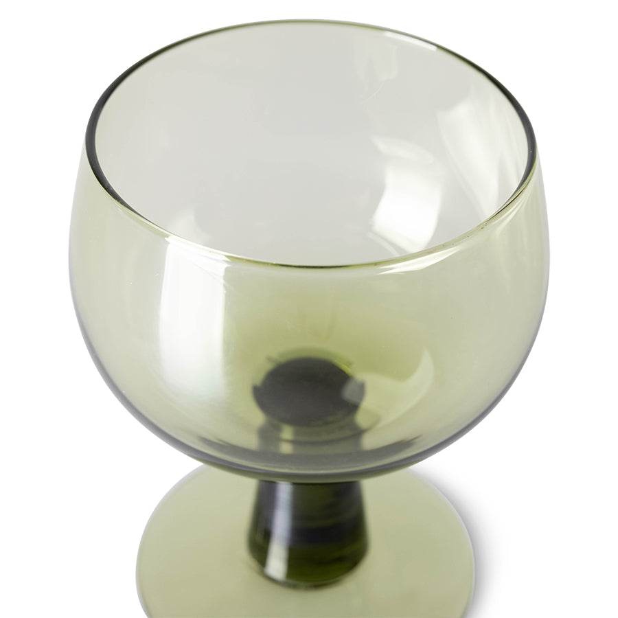 The Emeralds - Olive green wine glass low (set of 4)