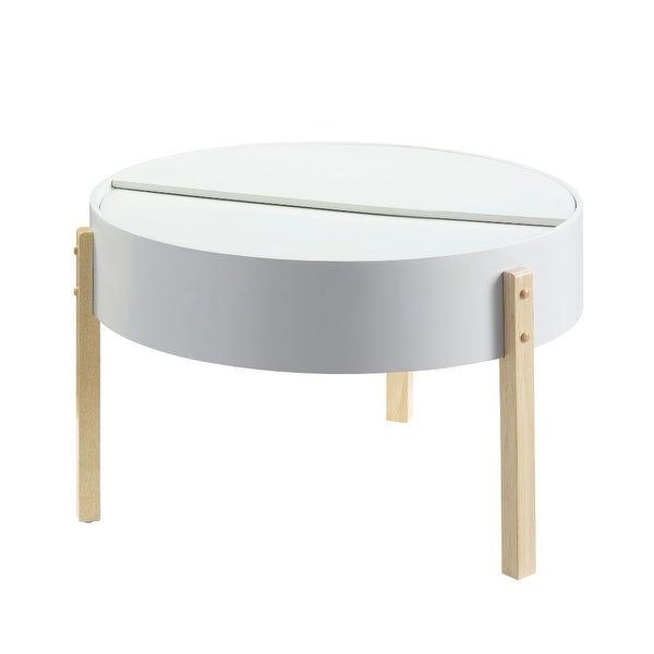 Modern Style Round Coffee Table， Sofa Table With Three Wooden Legs