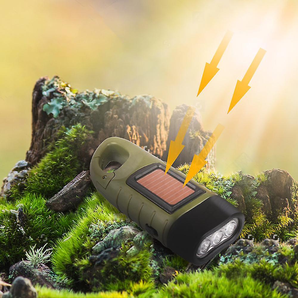 Hand Crank Solar Powered Flashlight， Emergency Rechargeable Led Flashlight， Survival Flashlight