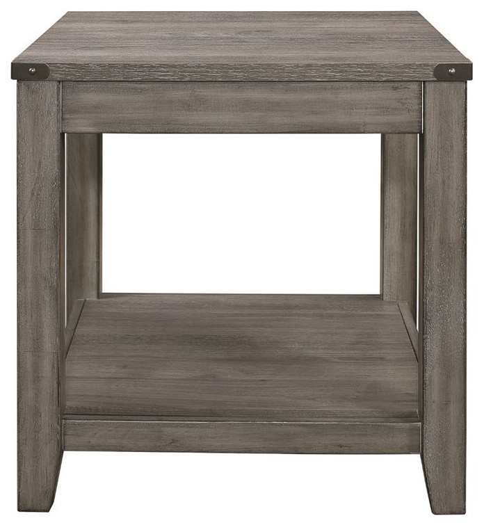 Lexicon Woodrow Industrial Wood End Table in Gray   Transitional   Side Tables And End Tables   by Homesquare  Houzz