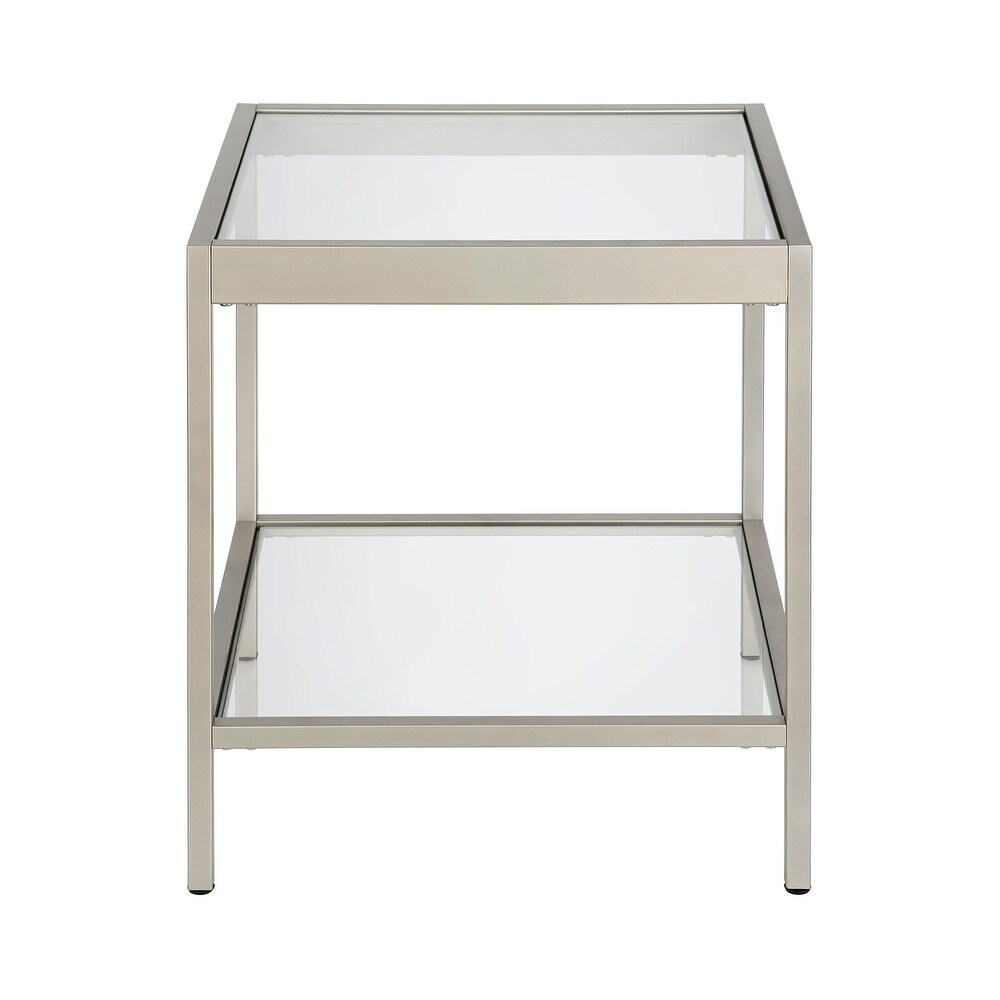 Alexis Modern Metal and Glass Square Side Table